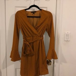 Mustard yellow dress with bell sleeves